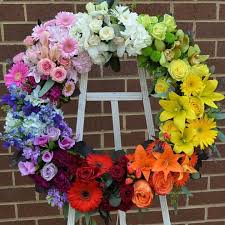 For funeral flowers in nsw, our team coordinate your flowers via an affiliate florist network to recreate our design or fulfil your special. Rainbow Wreath For A Service Today We Hope The Family Like It Sneak Peak At This Weeke Rainbow Wreath Funeral Floral Arrangements Funeral Flower Arrangements