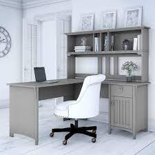Shop quality l shaped desks exclusively at pottery barn®. Salinas 60w L Shaped Desk W Hutch In Cape Cod Gray Bush Furniture Sal004cg
