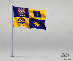 Banderas confeccionadas con cintas de. Bandera De Zlin Region De La Republica Checa Vector De Stock Crushpixel