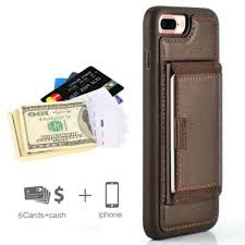 Iphone 7 Plus Leather Wallet Case With Credit Card Holder Shockproof Dark Brown Leather Cell Phone Wallet Leather Wallet Case Iphone Wallet Case