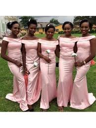 Mermaid Long Pink Off The Shoulder Bridesmaid Dresses 99601342 In 2020 Simple Bridesmaid Dresses Fitted Bridesmaid Dresses Satin Bridesmaid Dresses