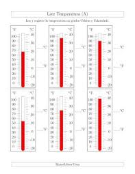 Leer Temperatura De Termometros A Hojas De Ejercicios De Medidas Clase De Matematicas Matematica Ejercicios Leer