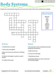 Life Science Crossword Body Systems Worksheet Education Com Body Systems Worksheets Human Body Science Body Systems