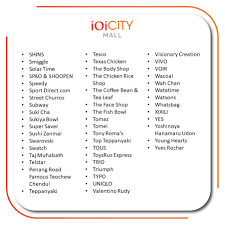 Treat yourself to casual dining in our contemporary chinese restaurant, le mei. Ioi City Mall Here Is The List Of Our Outlets Which Are Facebook
