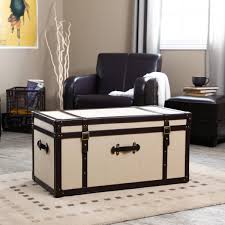 Comfy White Trunk Coffee Table On The Cream Rug Paired With Black Leather Sofa On The Gray Fl Coffee Table Trunk Coffee Table With Storage Coffee Table Upcycle