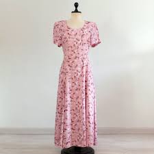 Vintage 80s 90s Floral Maxi Dress Vintage Summer Day Long Dress Size Large M Vintage Dusty Pink Long Dress In 2020 Pink Long Dress Floral Maxi Dress Pink Floral Maxi Dress
