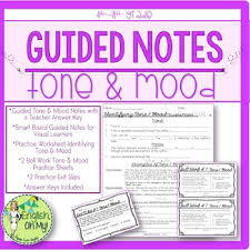 Tone Mood Guided Notes Worksheets Practice Guided Notes Mood And Tone Reading Skills
