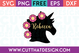 Download Free Svg Files Unicorn Head Silhouette With Flowers Design Cut That Design SVG Cut Files