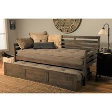Copper Grove Kutaisi Daybed Trundle Bed With Mattresses Included Rustic Walnut Brown Twin Daybed With Trundle Daybed With Trundle Wood Daybed