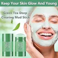 KISSIO Bâton de masque au thé vert, anti-points noirs, masque facial avec  boue volcanique et extrait de thé vert, nettoyage en profondeur des pores,  hydratant, masque naturel pour tous les types de :