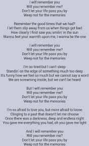 Sarah Mclachlan I Will Remember You I Will Remember You Songs With Meaning Words To Use