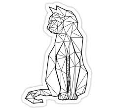 Black And White Aesthetic Stickers Printable Geometric Cat Sticker By Freddie O Brion Geometric Cat Cat Stickers Geometric Tattoo