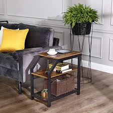 Amazon Com Vasagle Industrial Side Table 3 Tier Nightstand With Storage Shelves End Table For Small Industrial Side Table End Tables With Storage Furniture