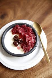 Vanilla Panna Cotta With Pomegranate Granita And Amarena Cherries Panna Cotta Spring Time Desserts Vanilla Panna Cotta