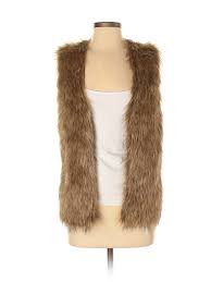 details about xhilaration women brown faux fur vest xs