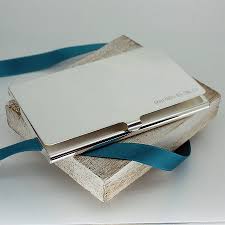 Each gift is packaged in a handsome gift box and includes care instructions. Personalised Slimline Silver Business Card Holder By David Louis Design Notonthehighstreet Com