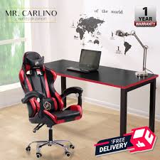 Sporting a reliable class 4 gas lift, r2 smoothly elevates a max load of 150kg in an instant. Stylish Computer Gaming Dark Wooden Desk Computer Pc Desk Table Gaming Chair Shopee Singapore