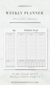 Weekly Planner And Habit Tracker Printable 7 Day Schedule Etsy Weekly Planner Habit Tracker Printable Gratitude Journal Printable