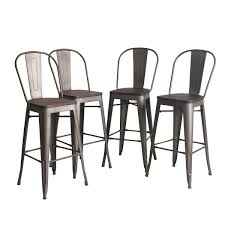 Yongqiang Metal Barstools Set Of 4 Indoor Outdoor Bar Stools High Back Dining Chair Counter Stool Cafe Side Metal Bar Stools Bar Stools High Back Dining Chairs