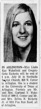 Marriage of Linda Kay Wakefield and Gregory Gene Ricketts