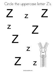 Circle The Uppercase Letter Z S Coloring Page Twisty Noodle Uppercase Letters Letter Z Lettering