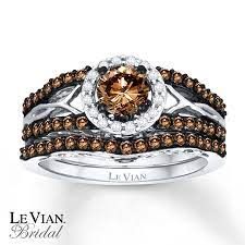 Kay Chocolate Diamonds 1 Ct Tw Bridal Set 14k Vanilla Gold Diamond Wedding Sets Diamond Wedding Rings Sets Chocolate Diamonds