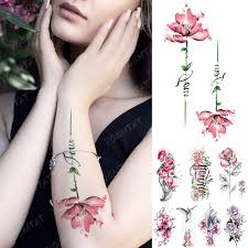 A friend of mine has a cherry blossom tattoo. Waterproof Temporary Tattoo Sticker Bellflower Bird Cherry Blossom Tattoos Rose Flowers Body Art Arm Fake Sleeve Tatoo Women Men Temporary Tattoos Aliexpress