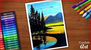 Oil Pastels Easy Scenery Drawing Of Nature Step By Step Oil Pastels La Oil Pastel Art Oil Pastel Oil Pastel Landscape