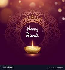 Diyas are god's way of telling you that there will … Happy Diwali Festival Burning Diya Card Template Vector Image