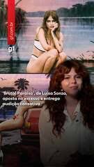 Luísa Sonza em foto promocional do álbum "Brutal Paraíso", com paisagem ao fundo e em close-up.