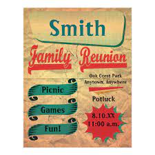 Dont panic , printable and downloadable free family reunion save the date postcard customized and printed for we have created for you. Vintage Retro Family Gathering Reunion Flyer Zazzle Com Family Reunion Invitations Family Reunion Reunion Invitations