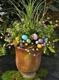 Kids and adults both love easter basket and these are considered as a easter bunny portals can be made of wooden or cardboard! Diy Easter Themed Container Garden1 Container With 12 Inch Diameter 1 Easter Wreath 2 Dracaen Easter Garden Spring Easter Decor Easter Decorations Outdoor