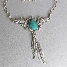 Navajo Signed Richard Begay Vintage Sterling Silver Malachite Feather Dangle Necklace Turquoise Stone Jewelry Authentic Turquoise Jewelry Turquoise Jewelry Necklace