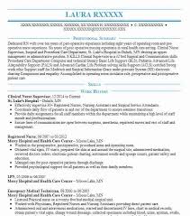Clinical Nurse Supervisor Resume Sample Livecareer