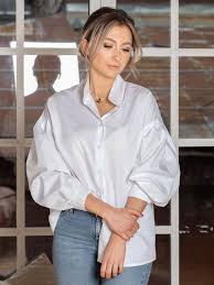 Balloon Sleeve Blouse White Button Down Shirt Stand Collar Etsy Balloon Sleeve Blouse Stand Collar Blouse White Button Down Shirt