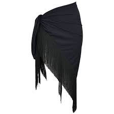 Black Bathing Suit Cover Ups Fringe Swimsuit Sarong Wrap Black Sarong