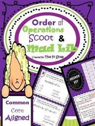 Order Of Operations Mad Libs Scoot Order Of Operations Math Logic Puzzles Math Review Activities