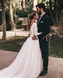 Low Back Full Skirt Playful Ponytail For Wedding Wedding Dress Long Sleeves Bride Dream Wedding Wedding