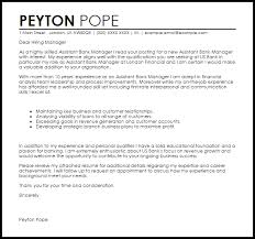 Assistant Bank Manager Cover Letter Sample Cover Letter Templates Examples
