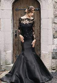 20 Beautiful And Bold Black Wedding Dresses Black Wedding Dresses Black Wedding Dress Gothic Navy Wedding Dress