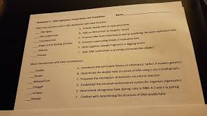 Transcription is the synthesis of mrna copied from the dna base sequences by rna polymerase. Name Worksheet 7 Dna Replication Transcription And Chegg Com