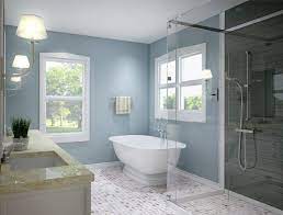 Pin By Natalia Ghebih On Dizajn Sveta In 2020 Trendy Bathroom Tiles Grey Bathrooms Grey Blue Bathroom
