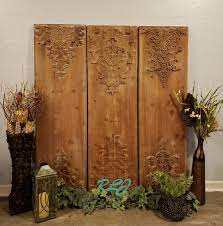 Large Tuscan Ornate Hand Carved Set 3 Rustic Wood Wall Art Etsy Rustic Wood Wall Art Rustic Wood Walls Carved Wood Wall Art