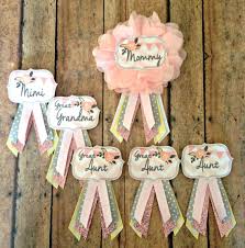 Pink Yellow And Grey Baby Shower Badges Custom Order Elliekattcollection Etsy Com Baby Shower Yellow Baby Shower Badge Baby Shower Corsage