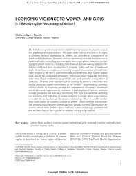 Pdf Economic Violence To Women And Girls