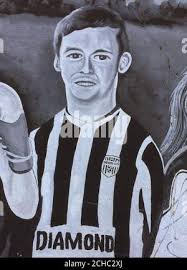 A mural in Brandywell, Derry of Ryan McBride as the Northern Irish football  club captain was an inspiration to teammates, his side has said Stock Photo 