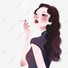فتاة تدخن سيجارة فتاة جميلة شخصية أنيم رسوم متحركة فتاة من