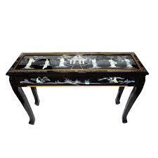 Both the product and the glass table top came together in a huge box, with the packing styrofoam form fitting to the table. Asian Sofa Table In Mother Of Pearl And Black Lacquer With Dragon Feet 44 Oriental Furnishings Furniture Decor