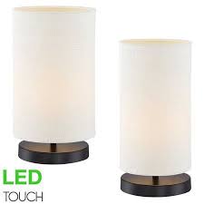 Revel Kira Home Lucerna 13 Round Touch Bedside Table Lamp 4w Led Bulb 40w Eq White Canvas Shade 2 Size Pack Tablelamps Led Table Lamp Table Lamp Lamp