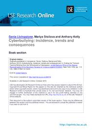 Pdf Cyberbullying Incidence Trends And Consequences